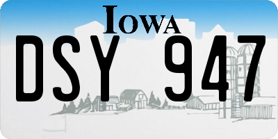 IA license plate DSY947