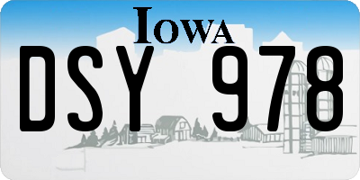 IA license plate DSY978