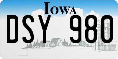 IA license plate DSY980