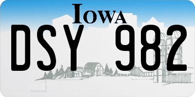 IA license plate DSY982