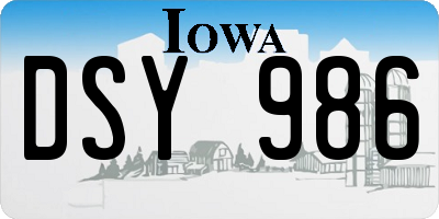 IA license plate DSY986