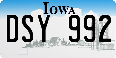 IA license plate DSY992