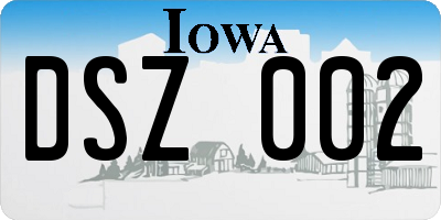 IA license plate DSZ002