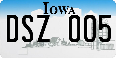 IA license plate DSZ005