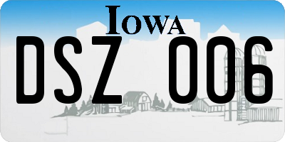 IA license plate DSZ006