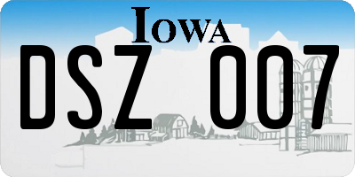 IA license plate DSZ007