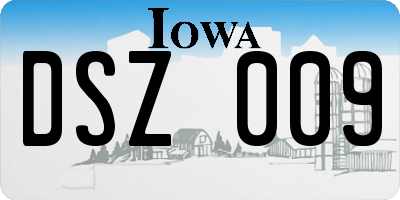 IA license plate DSZ009