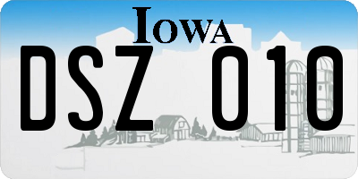 IA license plate DSZ010