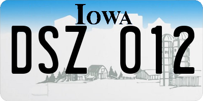 IA license plate DSZ012