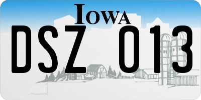 IA license plate DSZ013