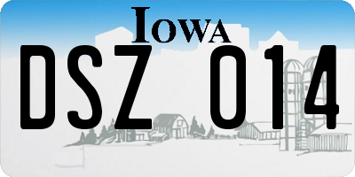 IA license plate DSZ014