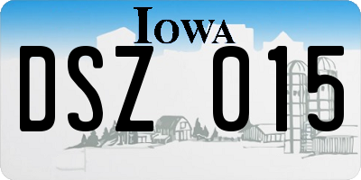 IA license plate DSZ015