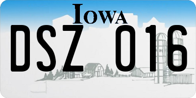 IA license plate DSZ016