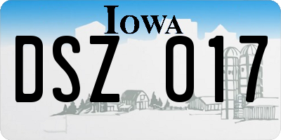 IA license plate DSZ017