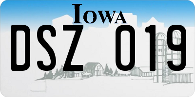 IA license plate DSZ019