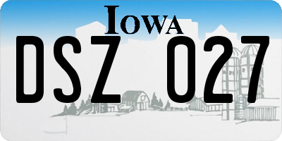 IA license plate DSZ027