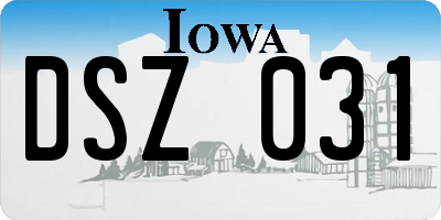 IA license plate DSZ031