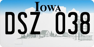 IA license plate DSZ038