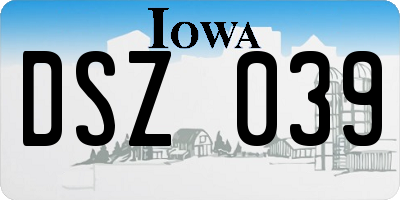 IA license plate DSZ039