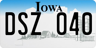 IA license plate DSZ040