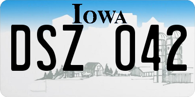 IA license plate DSZ042
