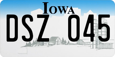 IA license plate DSZ045