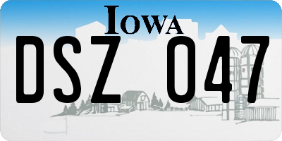 IA license plate DSZ047