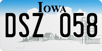 IA license plate DSZ058