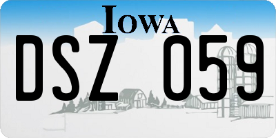IA license plate DSZ059