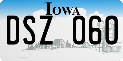 IA license plate DSZ060