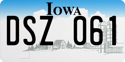 IA license plate DSZ061