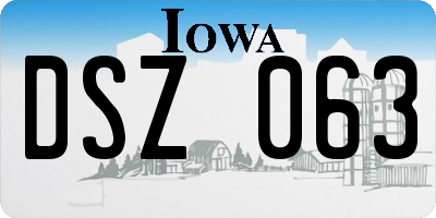 IA license plate DSZ063