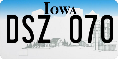 IA license plate DSZ070