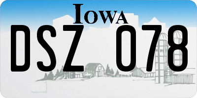 IA license plate DSZ078