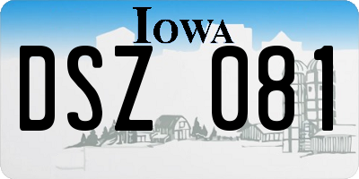 IA license plate DSZ081