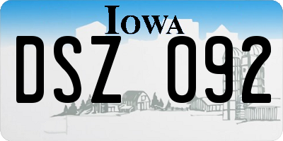 IA license plate DSZ092