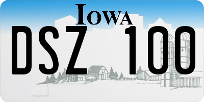 IA license plate DSZ100