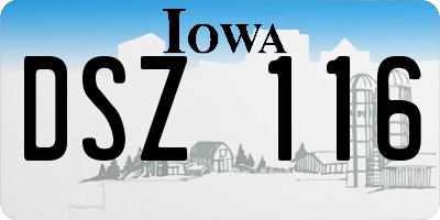 IA license plate DSZ116