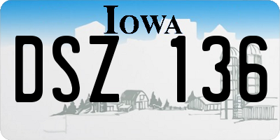 IA license plate DSZ136