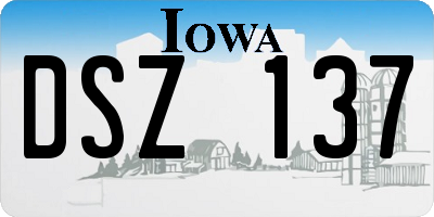 IA license plate DSZ137