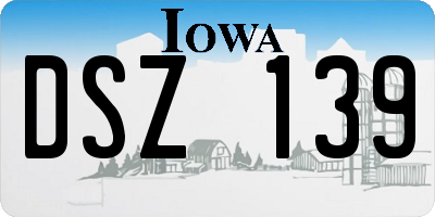 IA license plate DSZ139