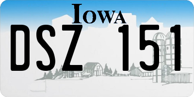 IA license plate DSZ151
