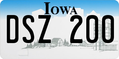IA license plate DSZ200