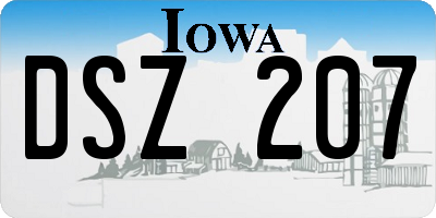 IA license plate DSZ207