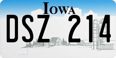 IA license plate DSZ214