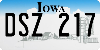 IA license plate DSZ217