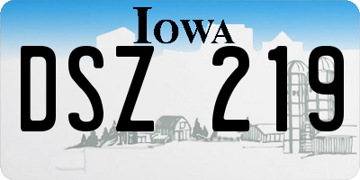 IA license plate DSZ219
