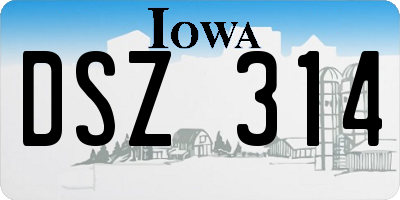 IA license plate DSZ314