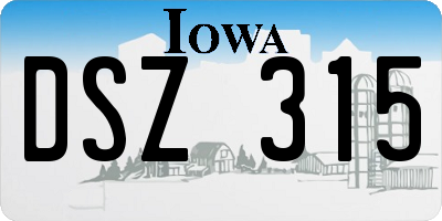 IA license plate DSZ315