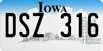 IA license plate DSZ316